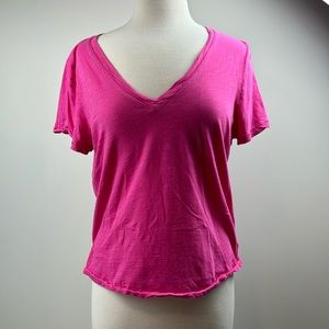 Madewell pink Whisper Cotton Vneck Tshirt